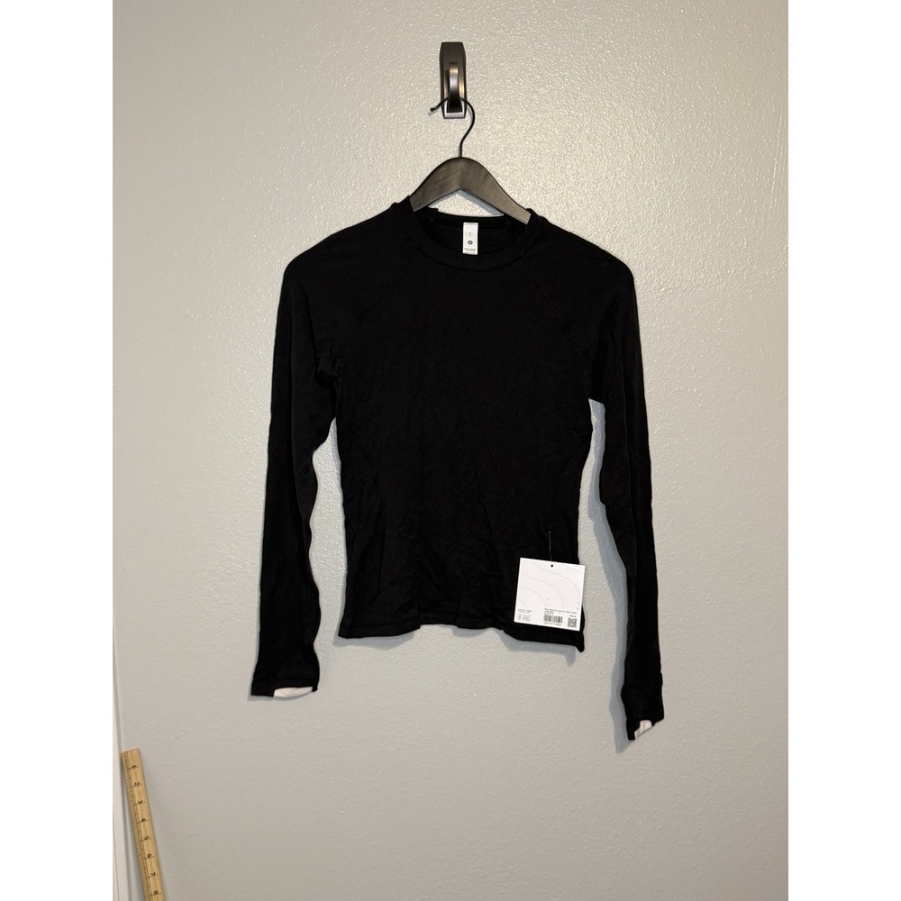 Women's Lululemon Black Merino Wool Blend Top LW3JQHS - Size L (Large)